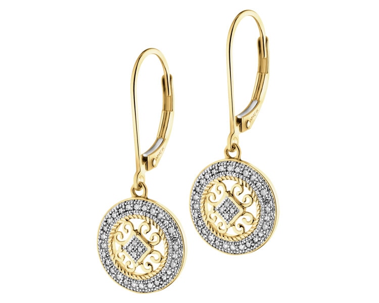 Yellow gold diamond earrings - 0,18 ct - fineness 14 K