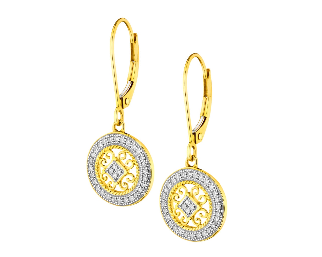 Yellow gold diamond earrings 0,18 ct - fineness 14 K