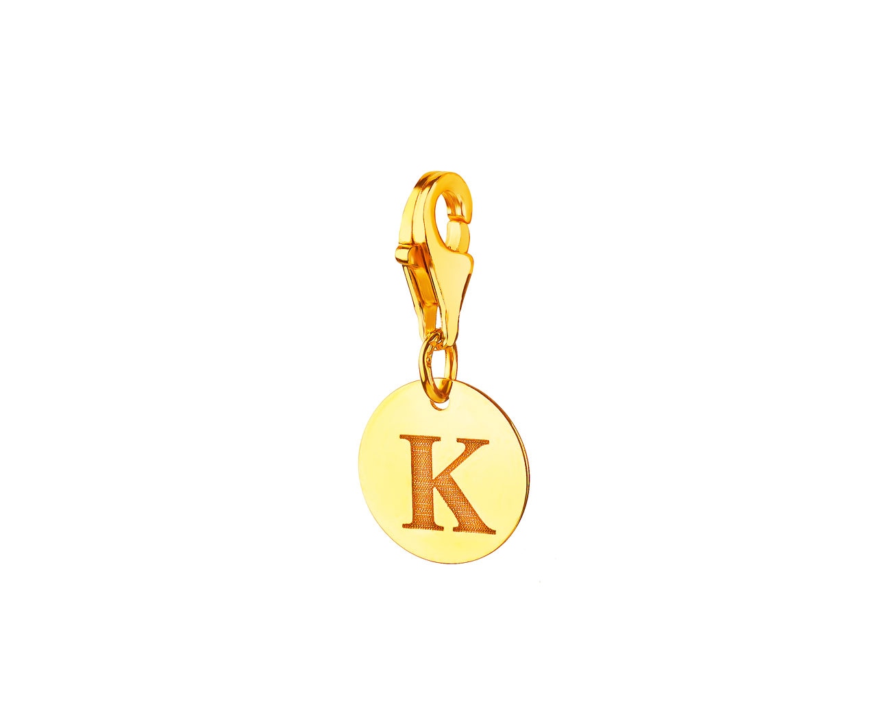 Złota zawieszka charms - litera K