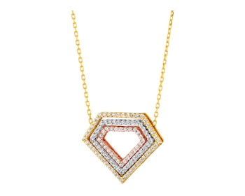 8ct Yellow & White Gold Necklace with Cubic Zirconia