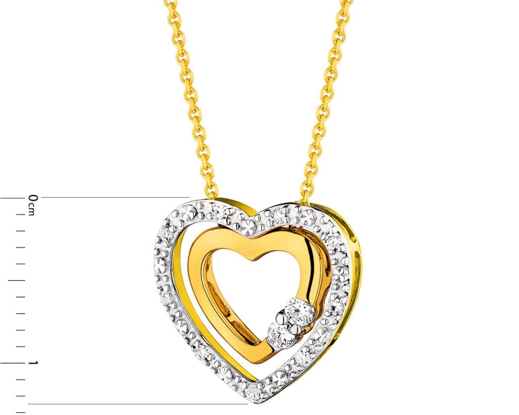 Yellow gold diamond necklace 0,10 ct - fineness 9 K