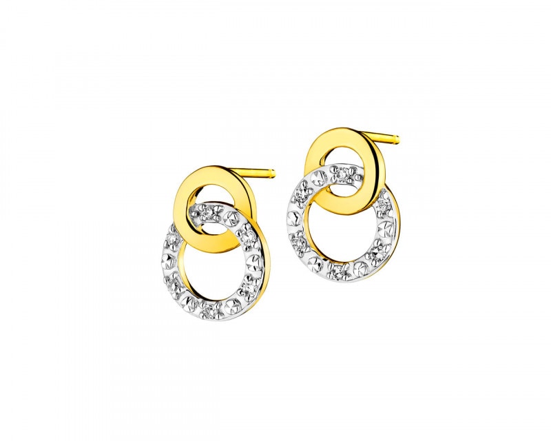 Yellow gold diamond earrings 0,04 ct - fineness 9 K