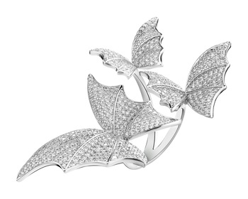 Pierścionek srebrny z cyrkoniami - motyle