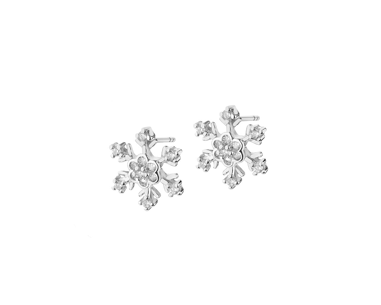 Kolczyki srebrne z cyrkoniami – śnieżynki