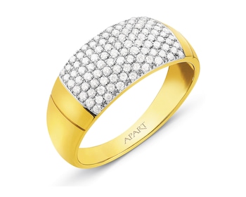 14ct Yellow Gold Ring with Diamonds 0,41 ct - fineness 14 K