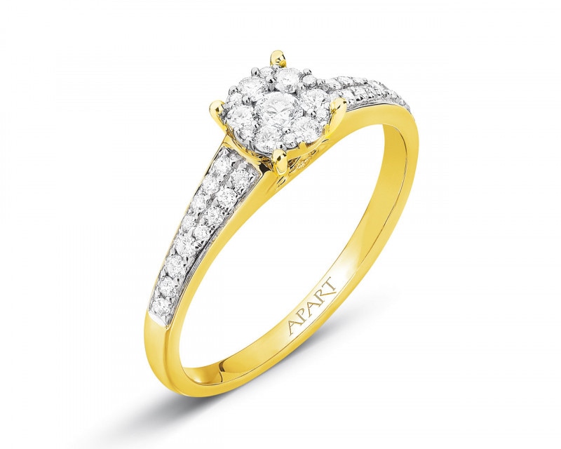 14ct Yellow Gold Ring with Diamonds 0,33 ct - fineness 14 K