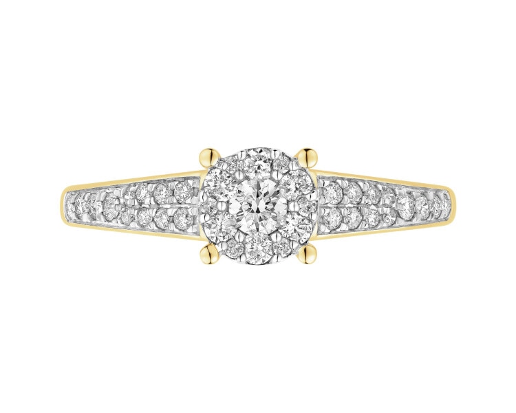 14ct Yellow Gold Ring with Diamonds - 0,33 ct - fineness 14 K