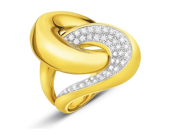 18ct Yellow Gold Ring with Diamonds 0,43 ct - fineness 18 K