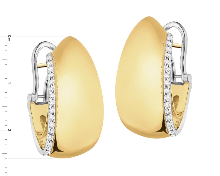 18ct Yellow Gold, White Gold Earrings with Diamonds - 0,30 ct - fineness 18 K