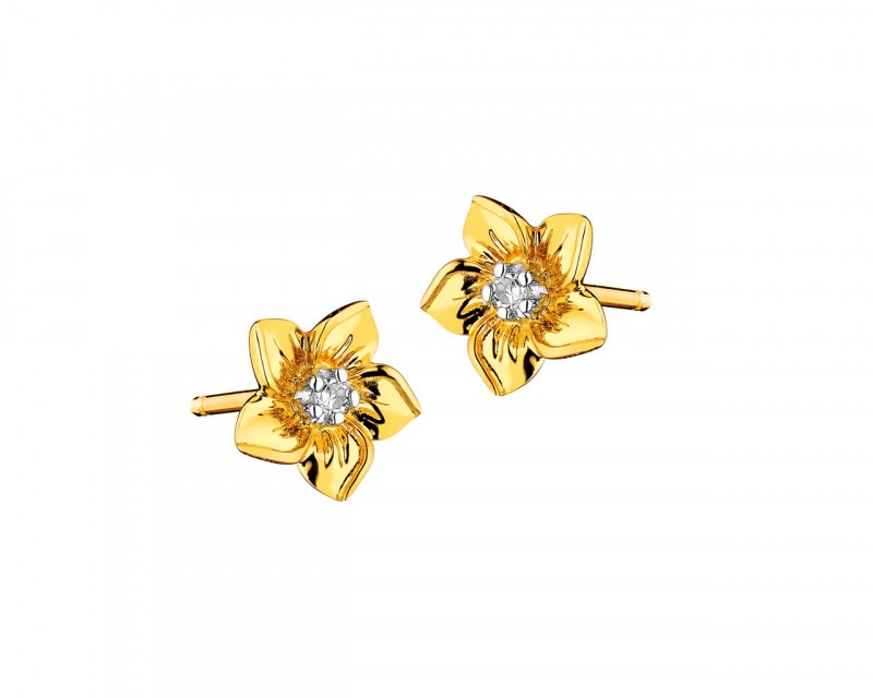 9ct Yellow Gold Earrings with Diamonds 0,008 ct - fineness 9 K