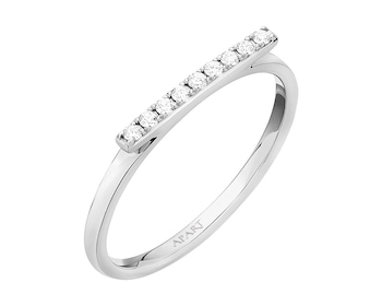 9ct White Gold Ring with Diamonds 0,10 ct - fineness 9 K