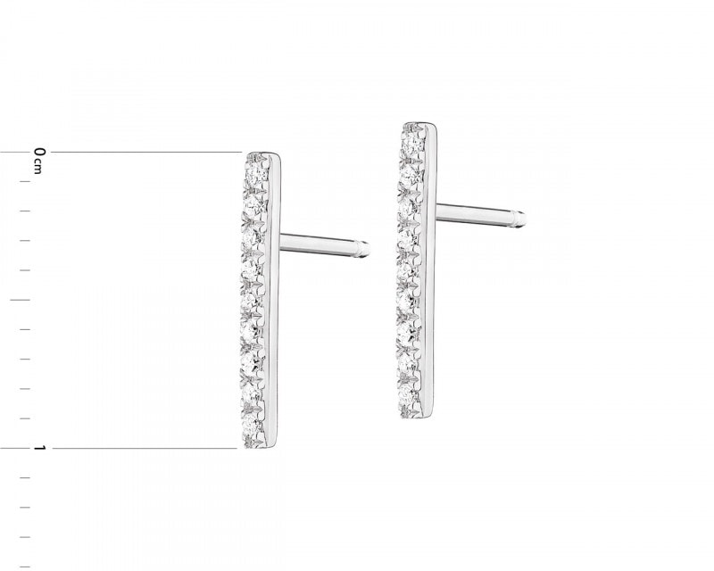9ct White Gold Earrings with Diamonds 0,05 ct - fineness 9 K
