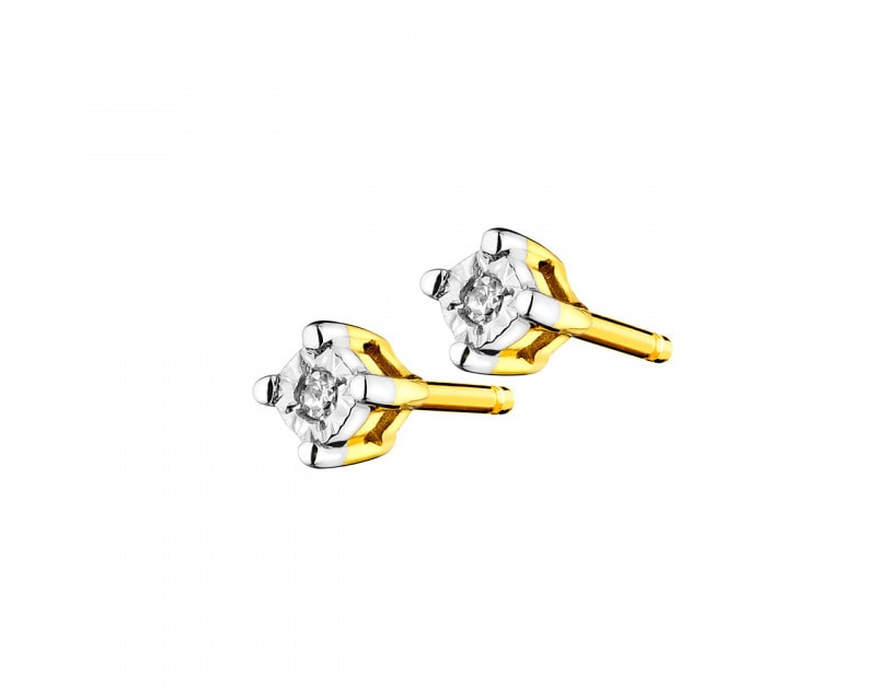 9ct Yellow Gold, White Gold Earrings with Diamonds 0,008 ct - fineness 375