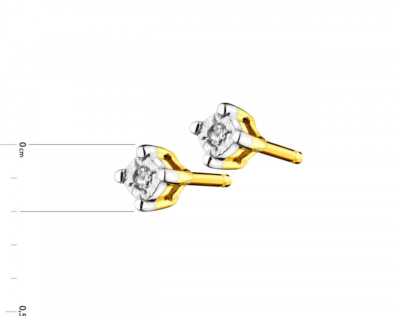 9ct Yellow Gold, White Gold Earrings with Diamonds 0,008 ct - fineness 375
