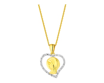 9ct Yellow Gold Pendant with Diamonds 0,01 ct - fineness 9 K
