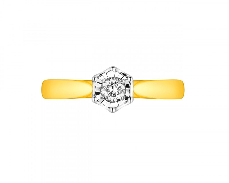 Prsten ze žlutého a bílého zlata s briliantem 0,15 ct - ryzost 585