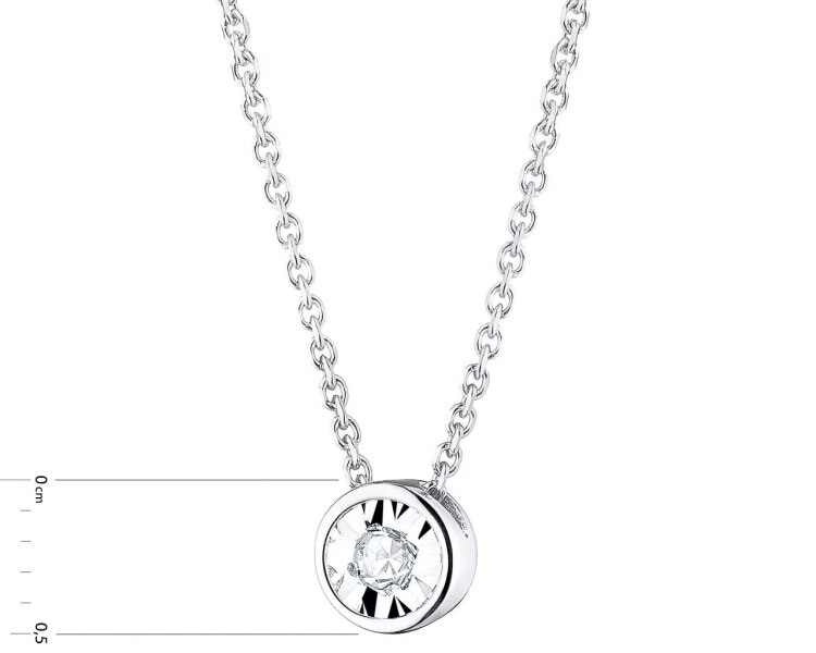 9ct White Gold Necklace with Diamond 0,05 ct - fineness 9 K