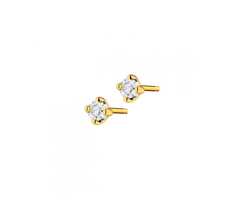 14ct Yellow Gold, White Gold Earrings with Diamonds 0,02 ct - fineness 585