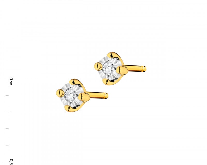 14ct Yellow Gold, White Gold Earrings with Diamonds 0,02 ct - fineness 585