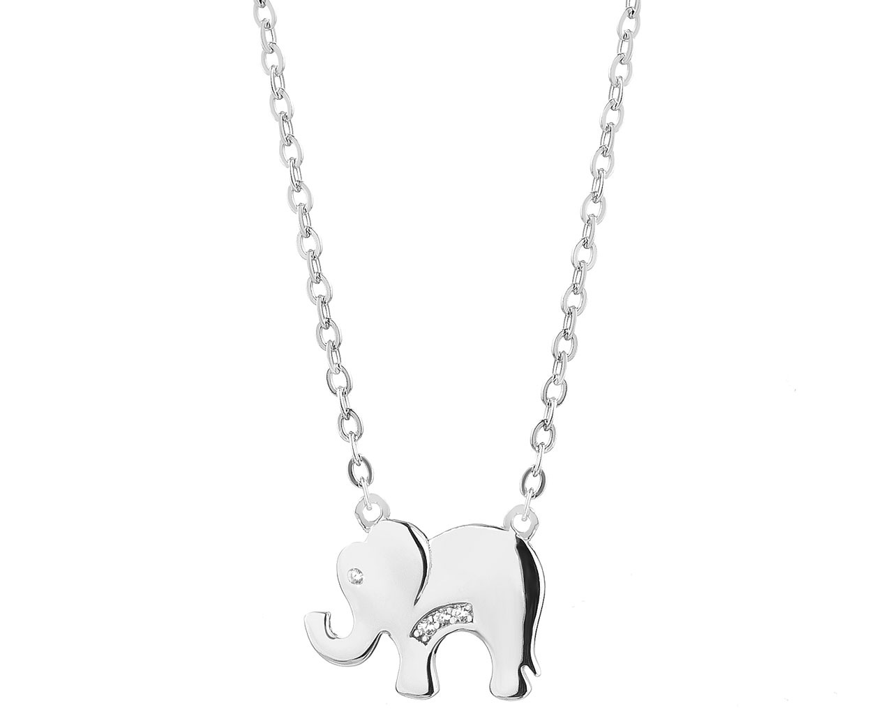 Naszyjnik srebrny z cyrkoniami – słoń