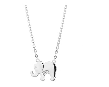 Naszyjnik srebrny z cyrkoniami – słoń