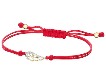 Bransoletka z elementami żółtego złota i diamentami - skrzydło - 0,01 ct - próba 375