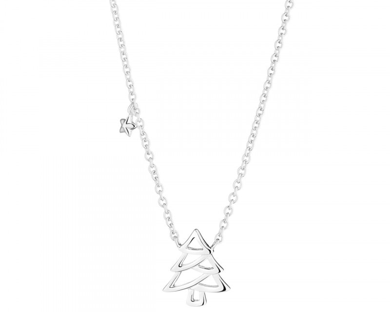 Stříbrný náhrdelník - vánoční stromeček, hvězda