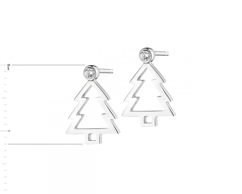 Stříbrné náušnice se zirkony - vánoční stromečky