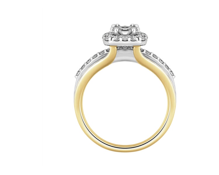 Prsten ze žlutého a bílého zlata s diamanty 0,67 ct - ryzost 585