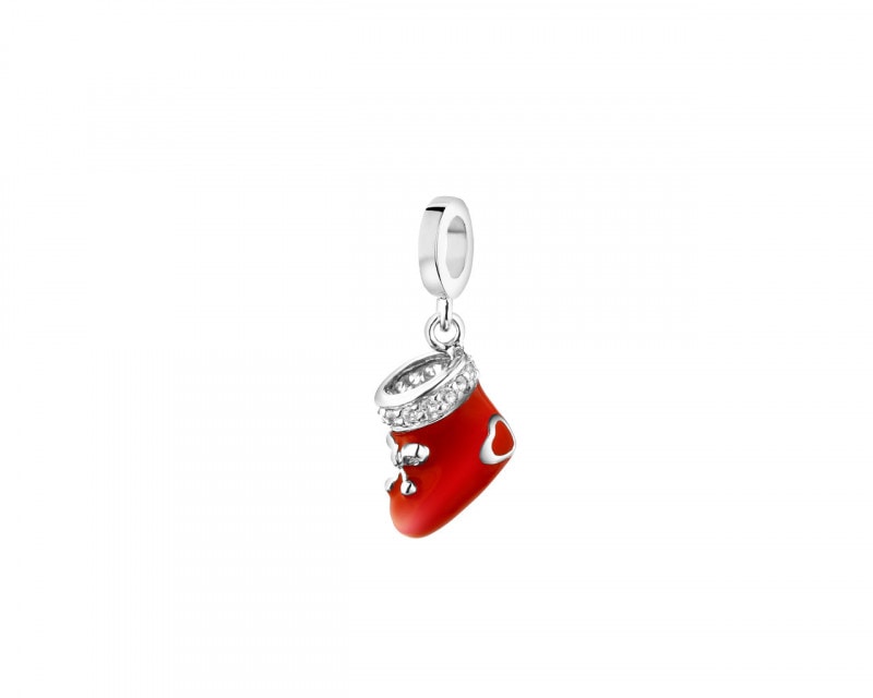 Sterling Silver & Enamel Beads Pendant with Cubic Zirconia