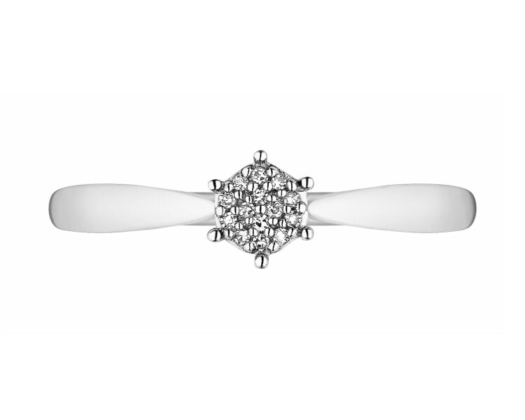 Pierścionek z białego złota z diamentami - 0,02 ct - próba 375
