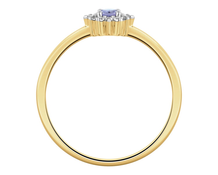 Zlatý prsten s diamanty a tanzanitem - ryzost 585