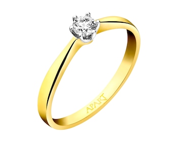14ct Yellow Gold Ring with Diamond 0,13 ct - fineness 14 K