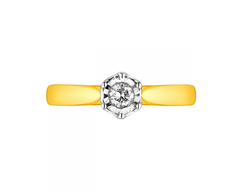 14ct Yellow Gold, White Gold Ring with Diamond 0,12 ct - fineness 585