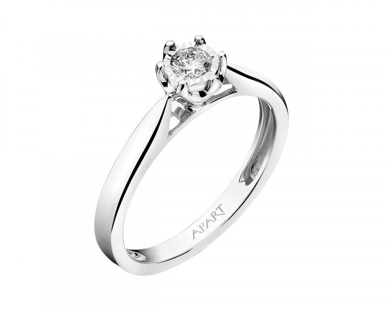14ct White Gold Ring with Diamond 0,12 ct - fineness 14 K