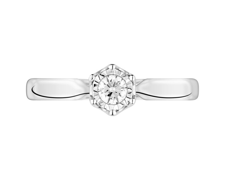 14ct White Gold Ring with Diamond - 0,12 ct - fineness 14 K