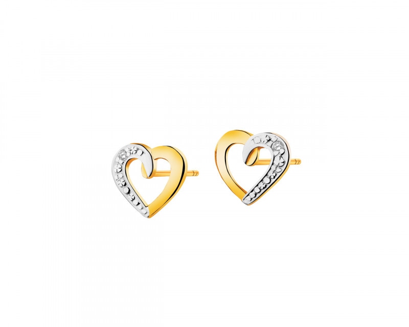 9ct Yellow Gold Earrings with Diamonds 0,005 ct - fineness 9 K