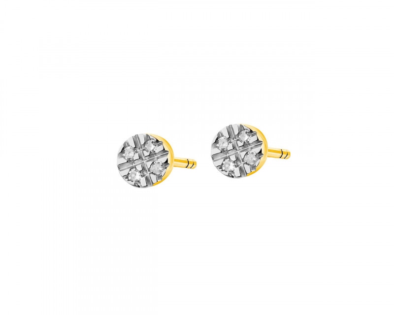 14ct Yellow Gold Earrings with Diamonds 0,01 ct - fineness 14 K