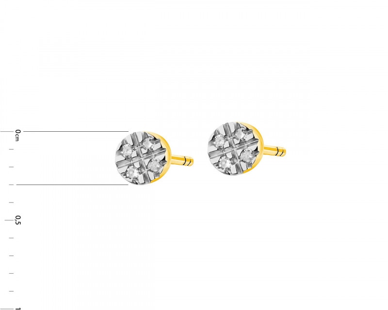 14ct Yellow Gold Earrings with Diamonds 0,01 ct - fineness 14 K