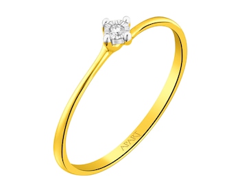 Yellow and white gold diamond ring 0,01 ct - fineness 14 K