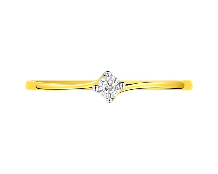 Prsten ze žlutého a bílého zlata s briliantem 0,01 ct - ryzost 585