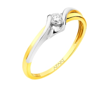 14ct Yellow Gold Ring with Diamond 0,13 ct - fineness 14 K