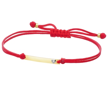 Bransoletka z elementami żółtego złota i diamentem - serce - 0,004 ct - próba 375