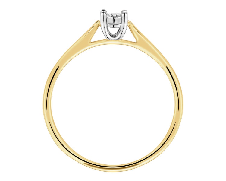 14ct Yellow Gold, White Gold Ring with Diamond - 0,05 ct - fineness 585