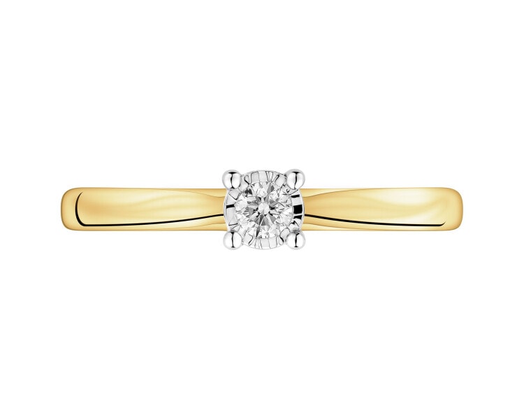 14ct Yellow Gold, White Gold Ring with Diamond - 0,05 ct - fineness 585