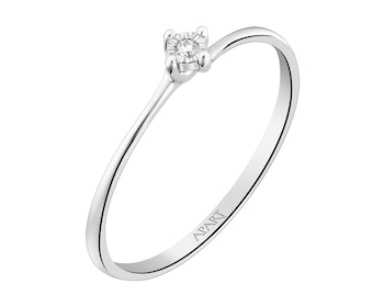 White gold diamond ring 0,01 ct - fineness 14 K