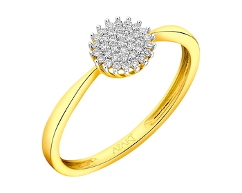 14ct Yellow Gold Ring with Diamonds 0,10 ct - fineness 14 K