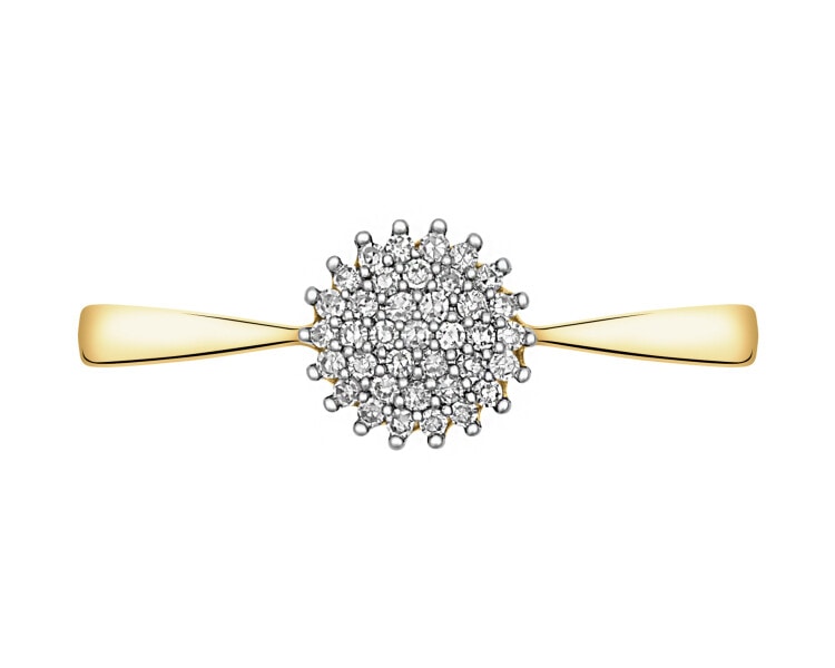 14ct Yellow Gold Ring with Diamonds - 0,10 ct - fineness 14 K