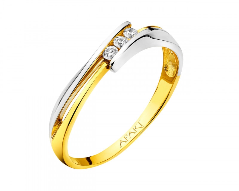 Prsten ze žlutého zlata s brilianty 0,08 ct - ryzost 585