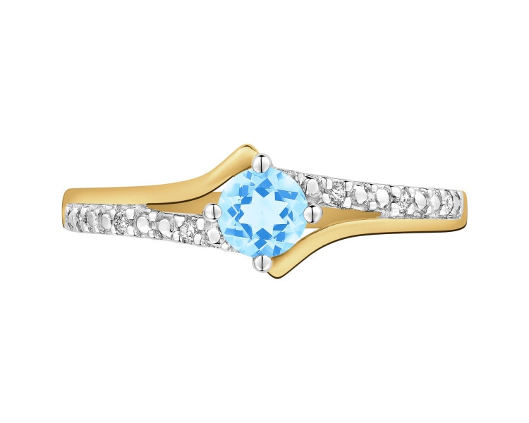 9ct Yellow Gold Ring with Diamonds - fineness 9 K